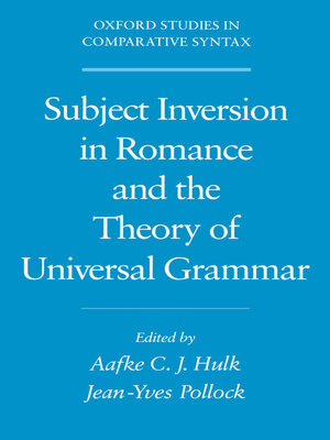 cover image of Subject Inversion in Romance and the Theory of Universal Grammar